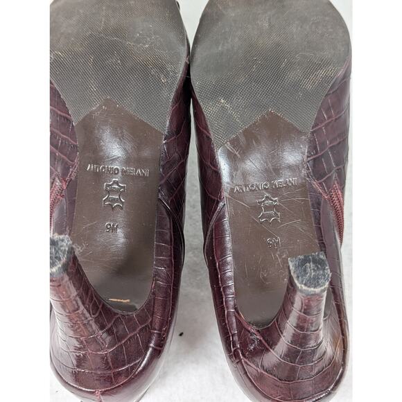Antonio MelaniAnkle boots brown 7.5Croc print on leather High heel 3.5" See Desc - Picture 4 of 13